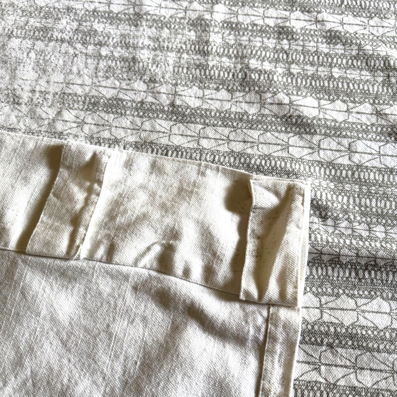 West Elm Echo Print Gray Curtain Panels (2) Opaque Back Tab Rod Pockets Cotton