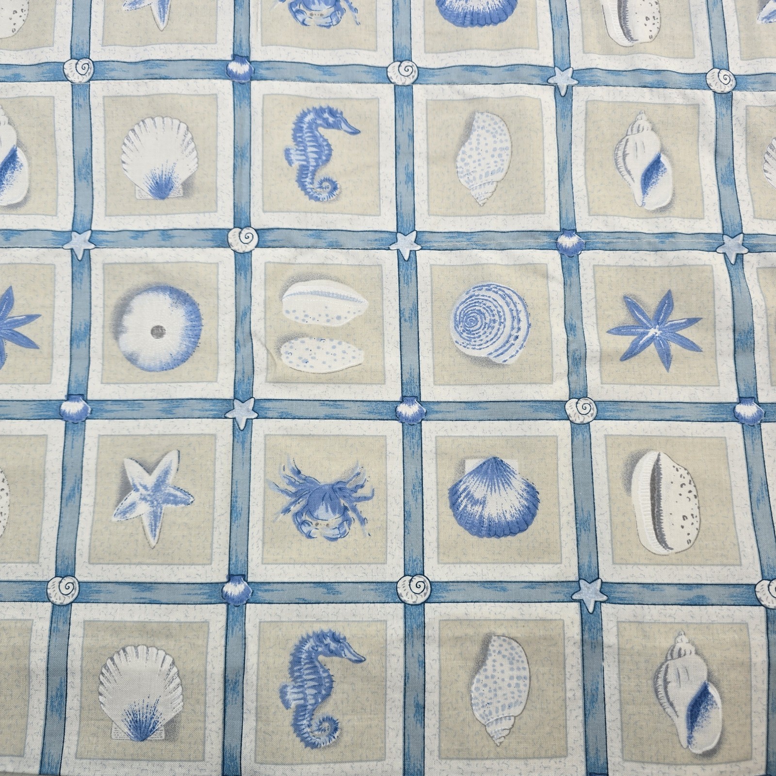 Balloon Valance Curtains Seashell Blue Tan Beach House Decor 72″ x 15″