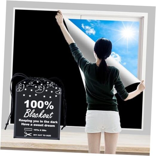 100% Blackout Blind Curtains Window Cover 59″W x 157″H Black and Silver-grey