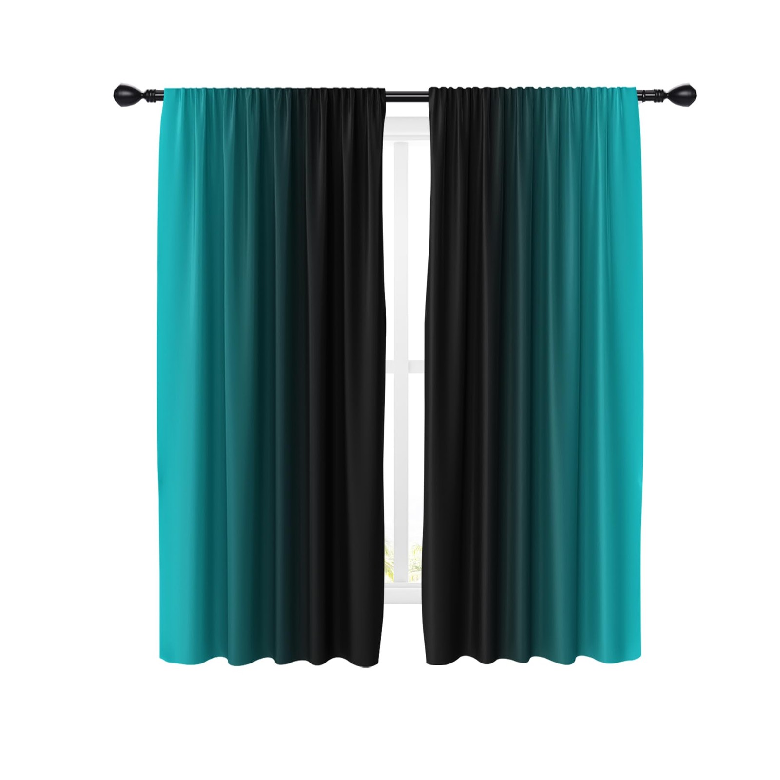 Eglgcc Teal Turquoise Curtains Black Aqua Ombre Gradient Abstract Dark Cool