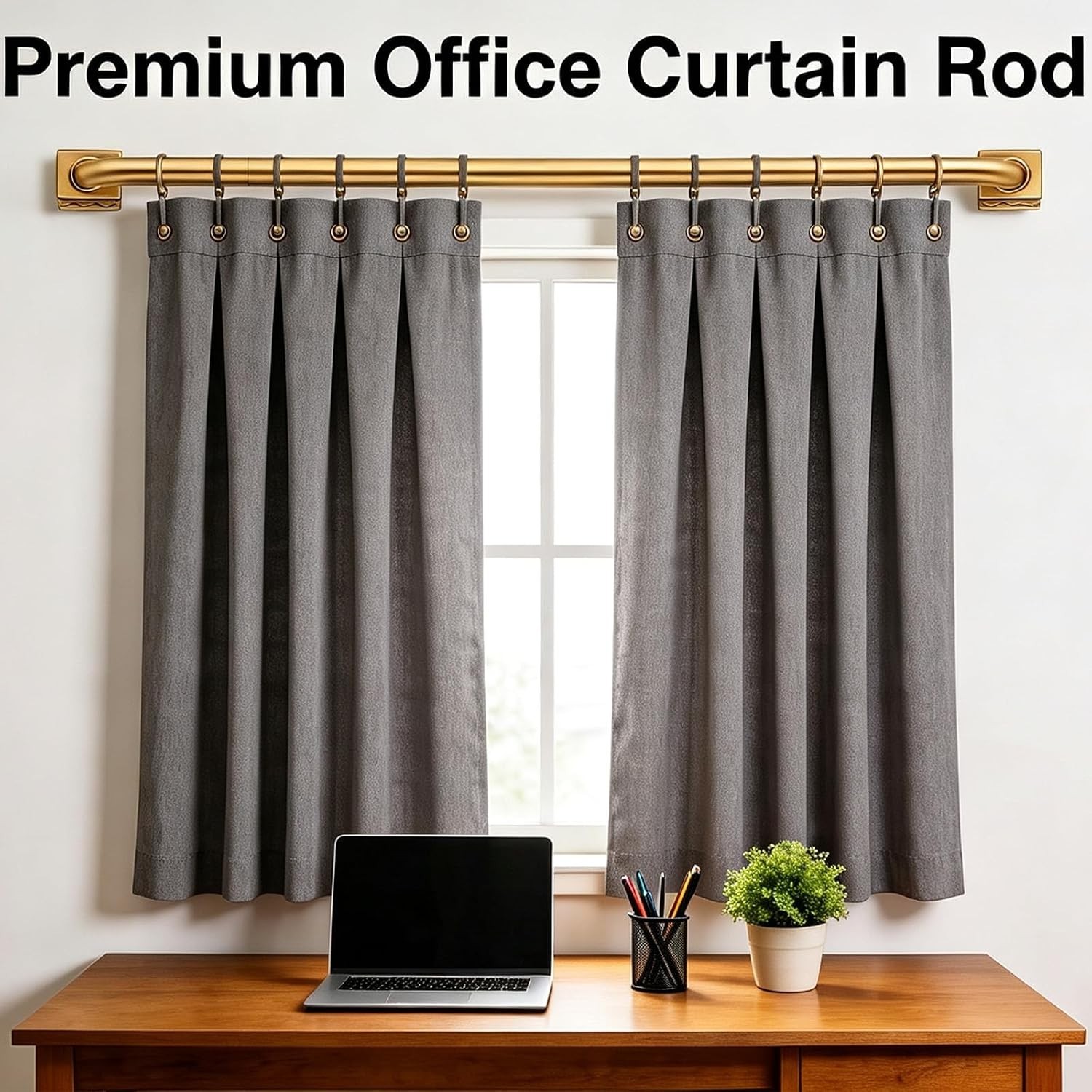 Versatile 30-90 Inch Gold Adjustable Curtain Rod: Durable Metal Drapery Solution