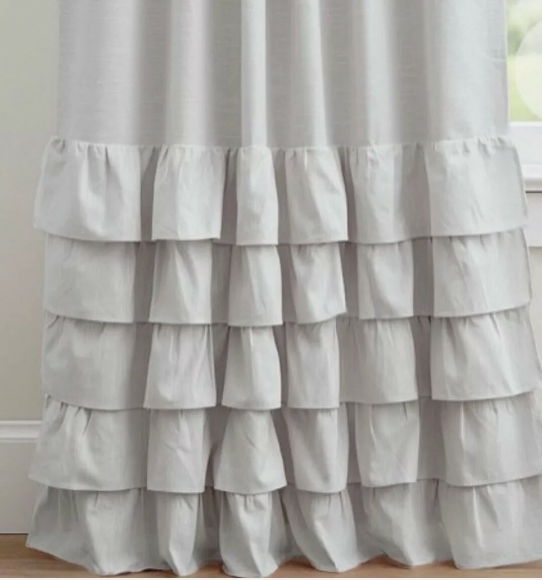 Curtains Drapes White Ruffle Waterfall Farmhouse Simply Shabby Chic