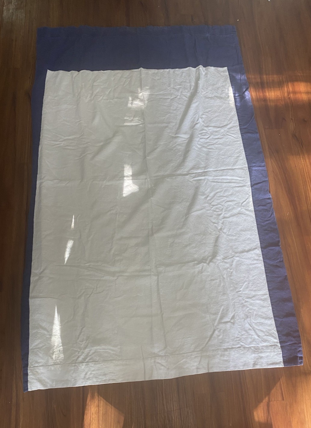Pottery Barn Linen & Cotton 2 Lined Curtains Size 50”x80” Each Panel Blue White