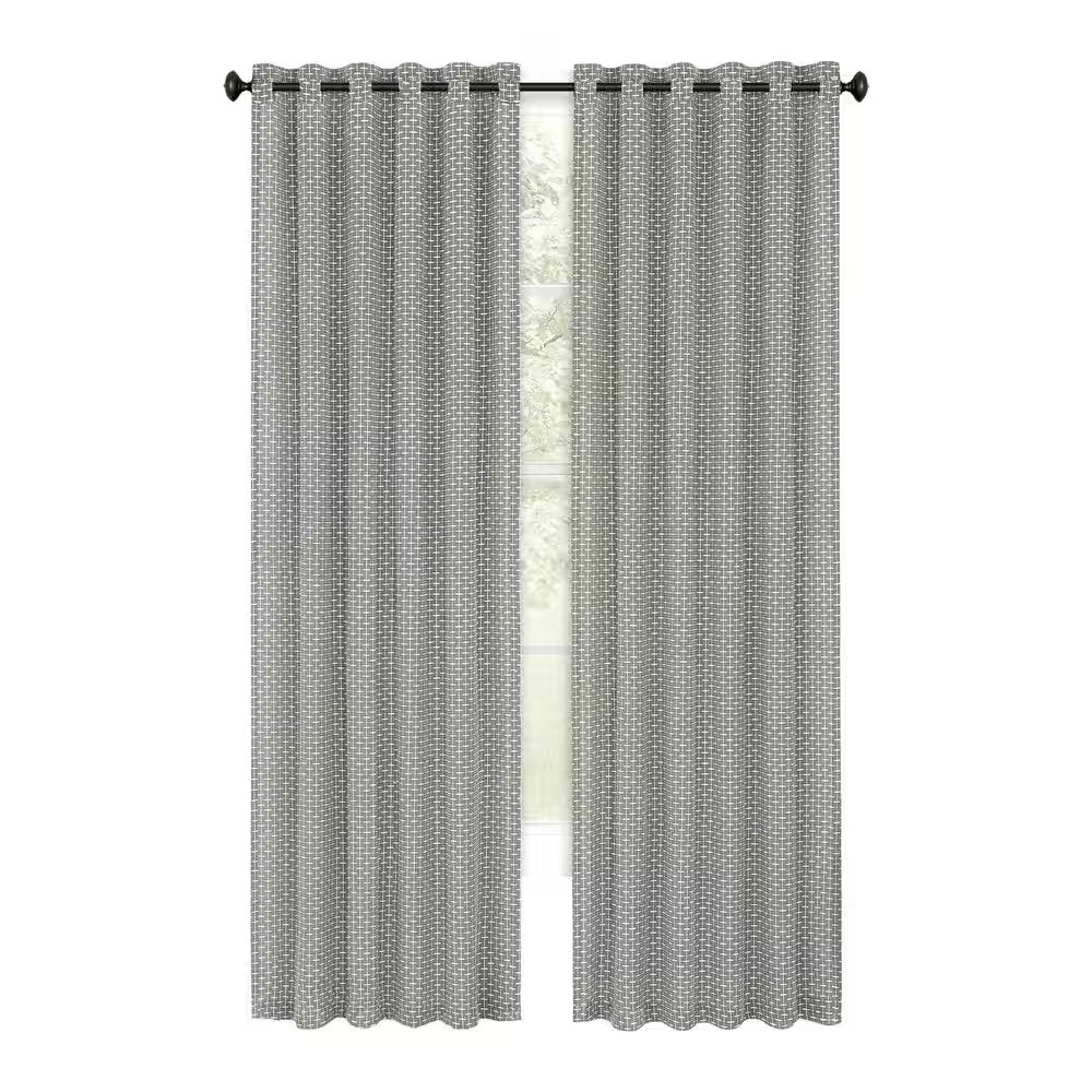 Bedford 42 In. W X 84 In. L Front Tab Light Filtering Window Curtain Panel in Gr