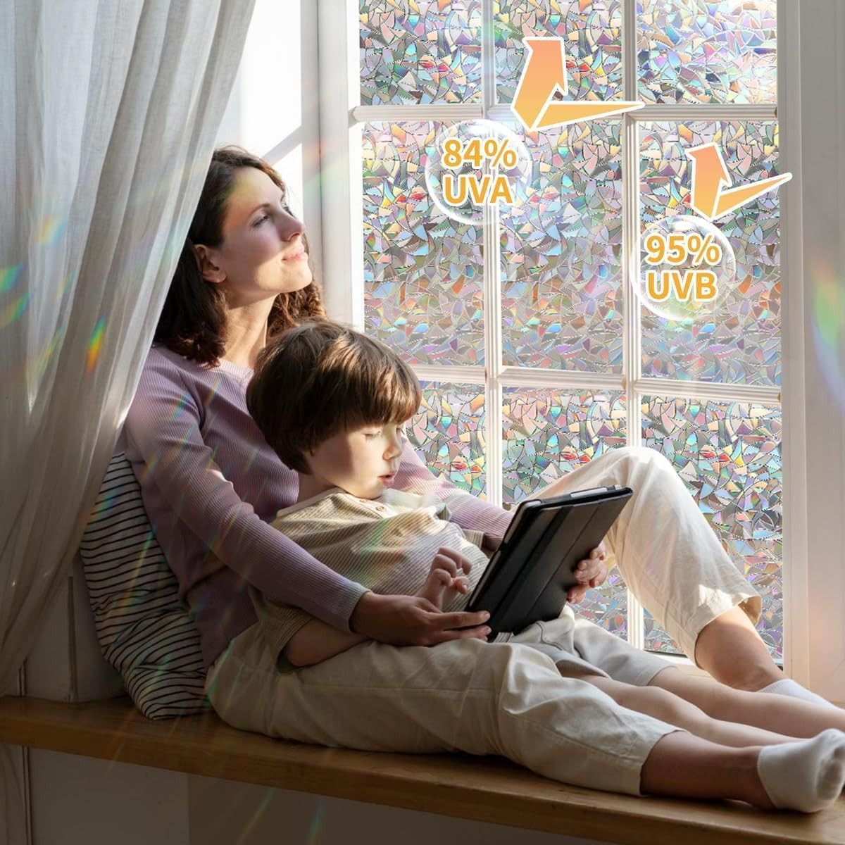 Privacy Window Film ~ Window Sticker ~ 17.7 X 78.7 ~ 3D IRIDESCENT RAINBOW