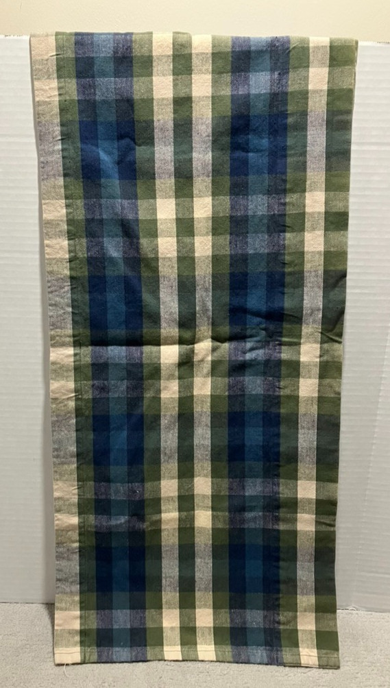 JCPenney Home Valance Bradley Stripe Plaid Valance Woven Cotton Blue Olive Green
