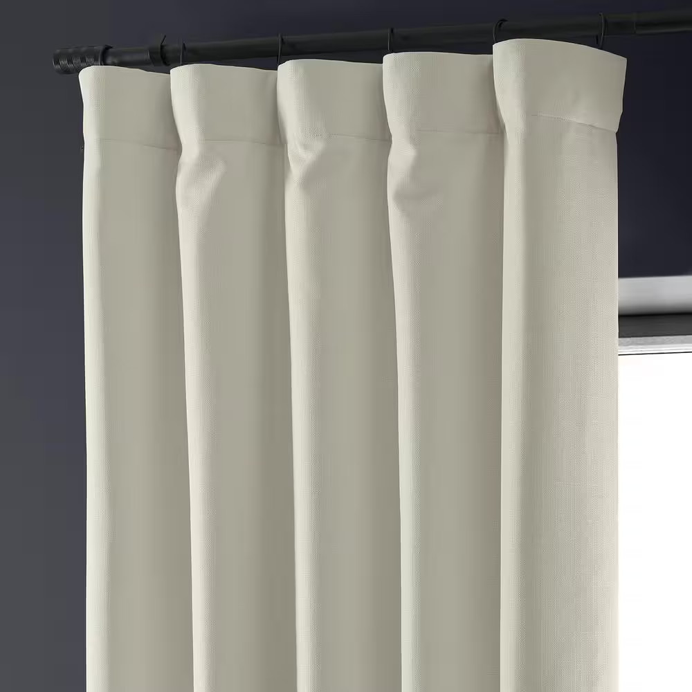 Signature off White Faux Linen Solid Curtain 50 In. W X 96 In. L – Rod Pocket Bl