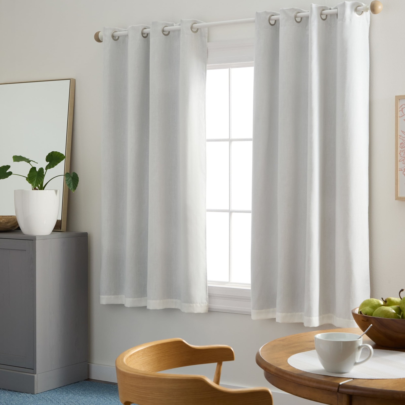 2-Pack 50″x63″ Bertram Solid Linen Texture Indoor Curtains Room Darkening