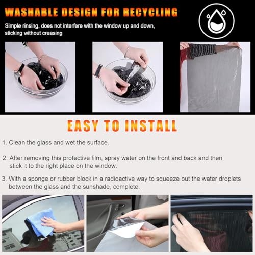 Ohleats 4 PCS Car Side Window Sunshade, 16.5″×15″ Static Cling Auto Shade