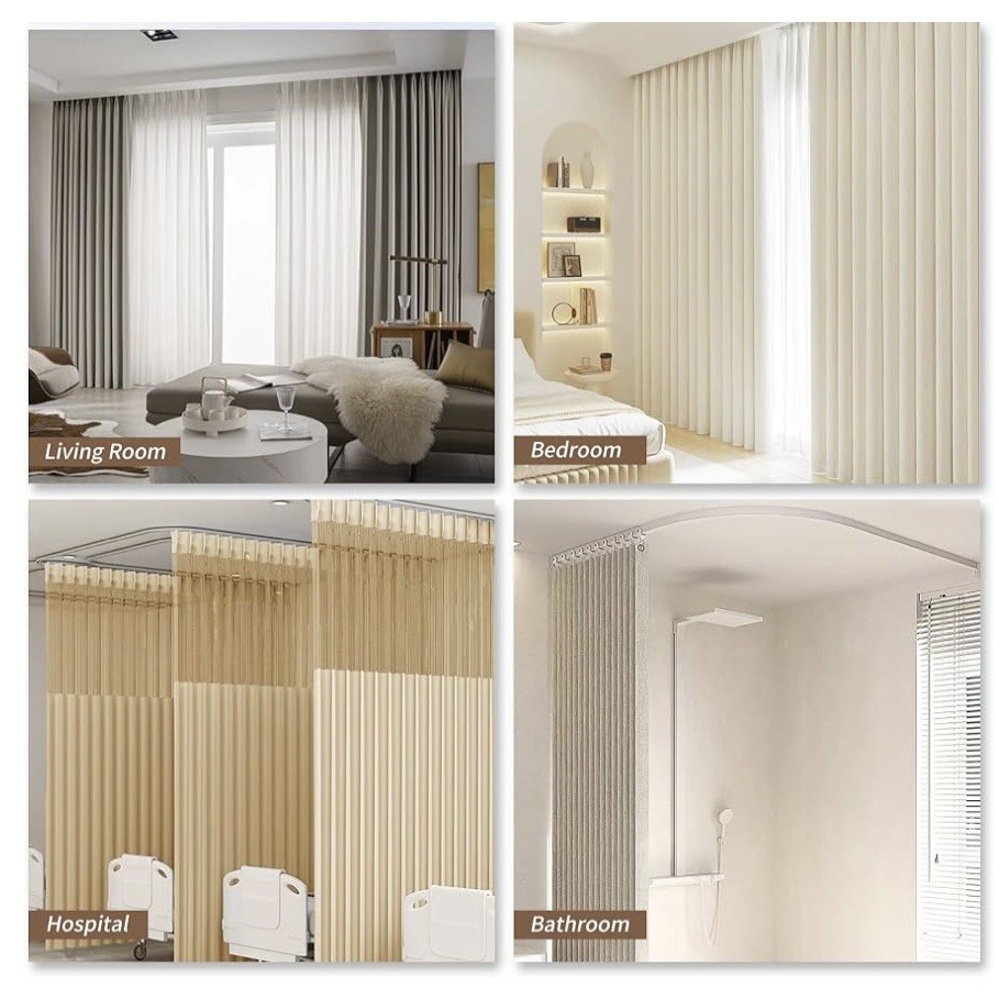 Flexible Bendable Ceiling Curtain Track, 9.8ft (3m) Curved, PVC, Metal