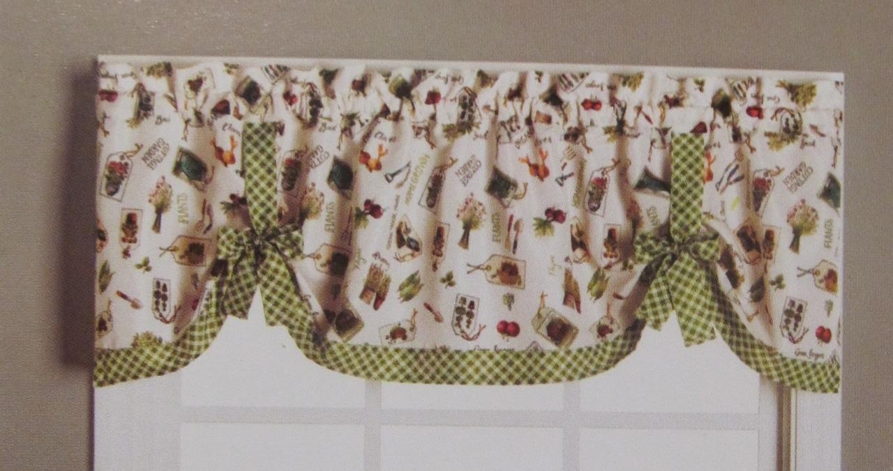 Cafe Curtain VALANCE ONLY Window Art HOMEGROWN Garden Scene 58×14 in Orig $25