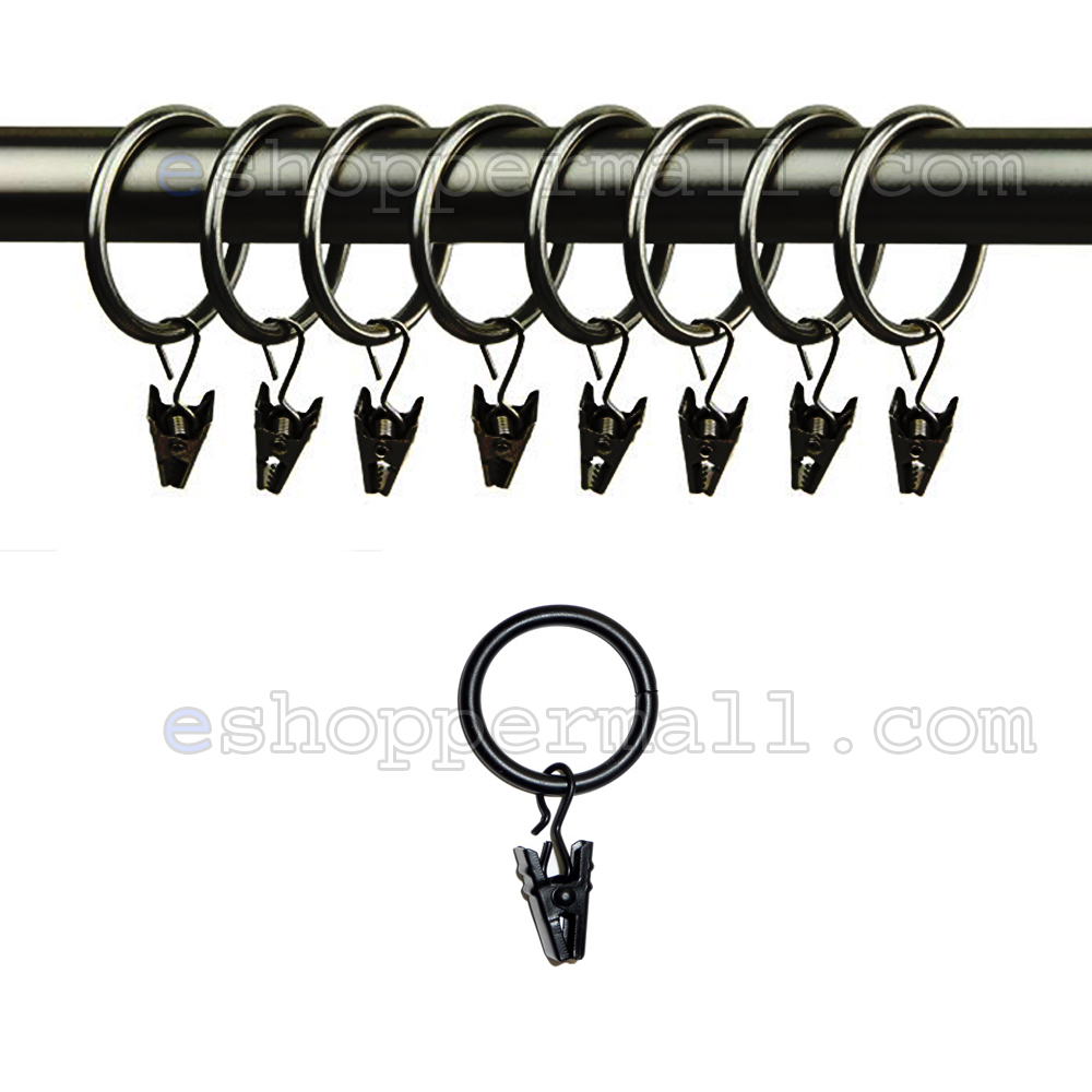 8 Pcs Metal Curtain Drapery Ring Clip Inner Diameter Fits Up To 7/8″ Rod SILVER