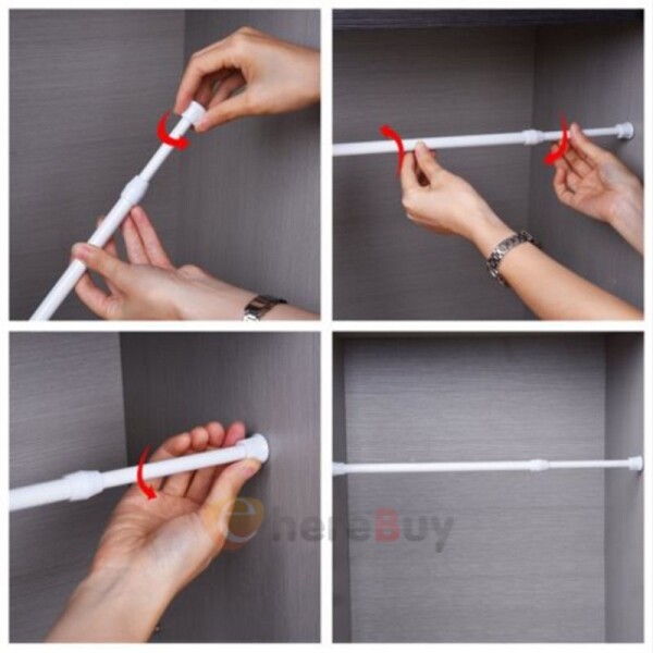 2-10 PCS Adjustable Spring Tension Curtain Rod, 5/8 in. Diameter Steel Tube NEW