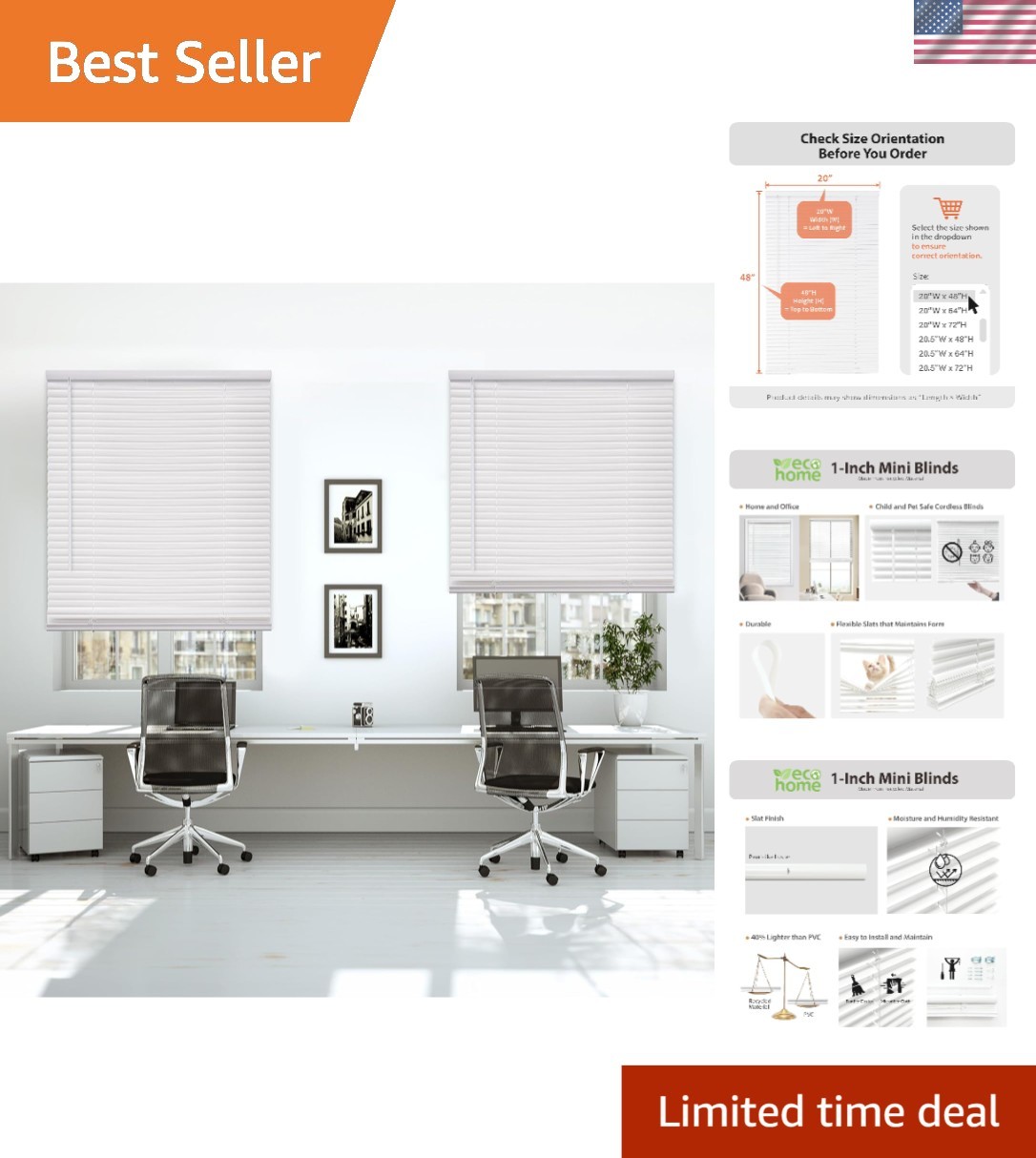 Pearl White Cordless Mini Blinds 30″ W x 60″ H – Safe & Stylish Window Treatment