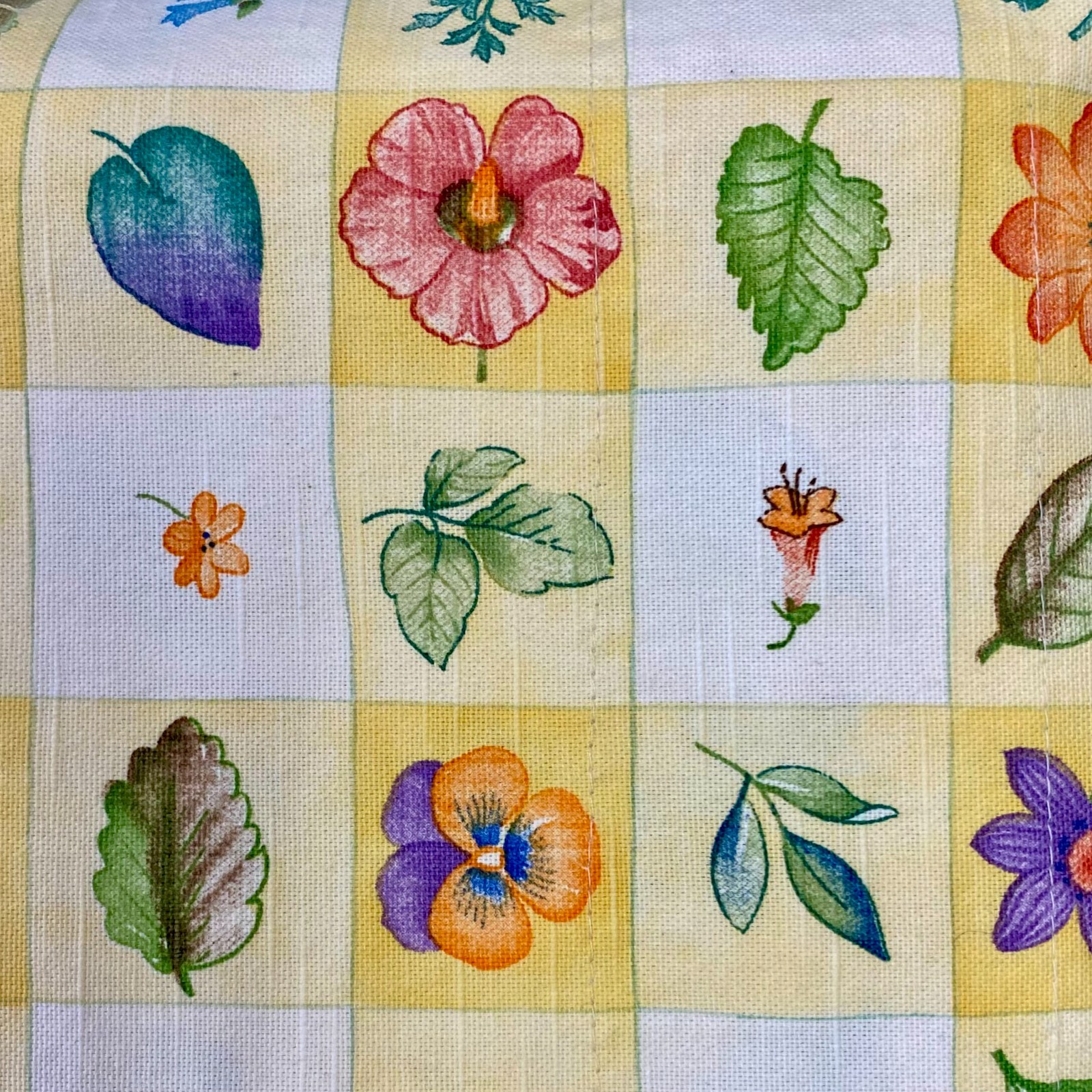 Waverly Valances Yellow Check with Pastel Floral Cottagecore