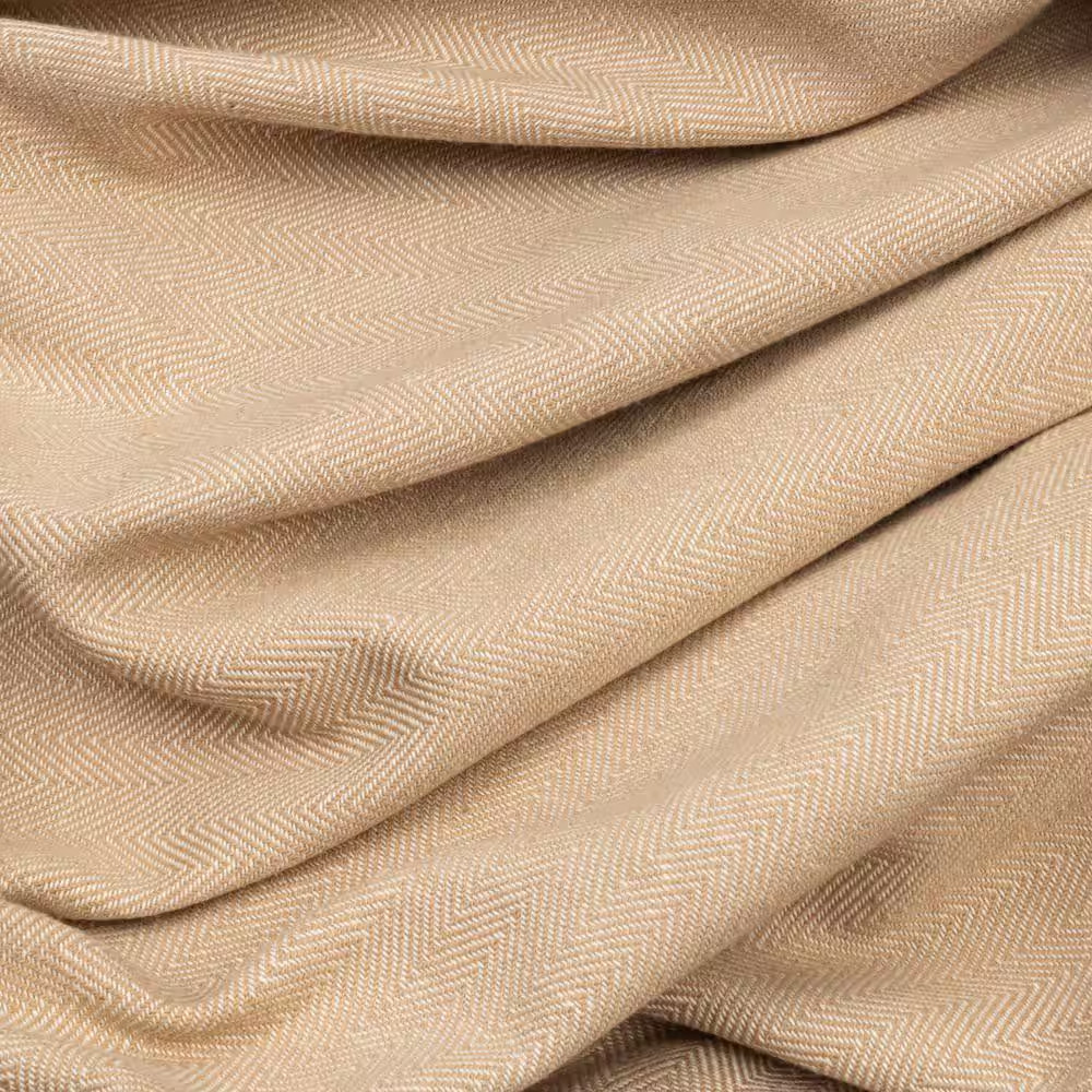Herringbone Oatmeal Solid 48 In. W X 63 In. Room Darkening Single Panel Rod Pock