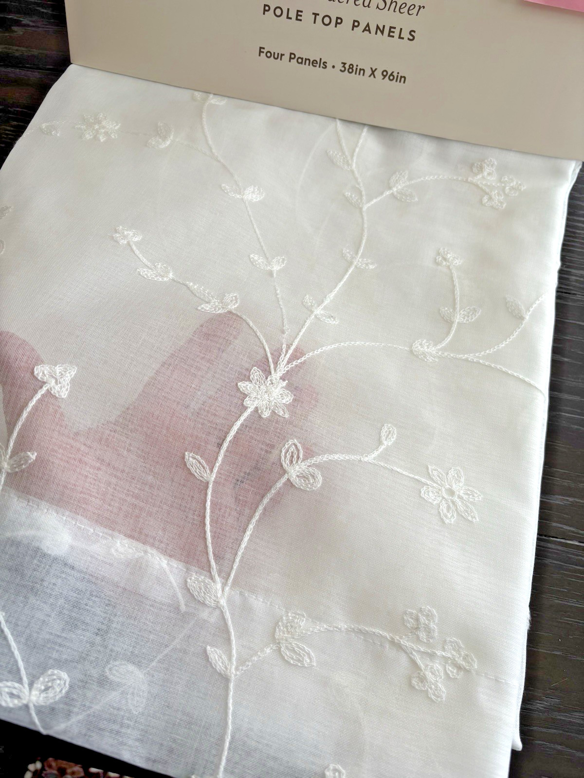 Laura Ashley Window Curtains 4 FOUR Panels 38 x 96 Sheer White Cream Embroidered