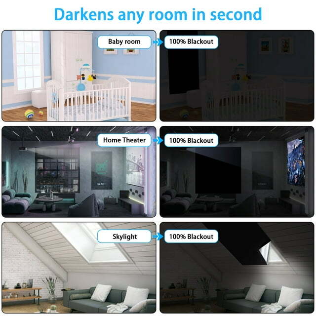 100% Blackout Roller Shades for Bedroom, No Drill Cordless Windows Rolle Shades
