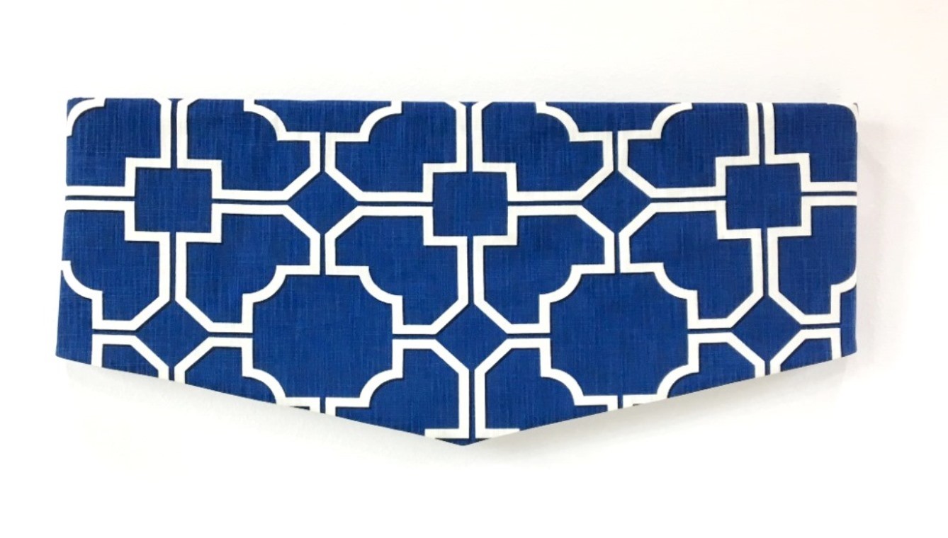 Window Treatment Valance Blue White Faux Cornice Lined Rod Pocket NEW CUSTOM