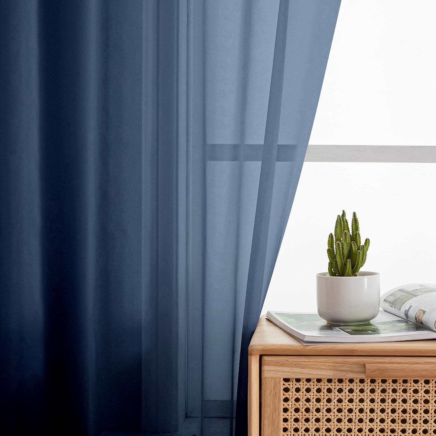 Pure Sheer Window Curtains 72 Inch White Voile Rod Pocket 2 Piece Curtain Set