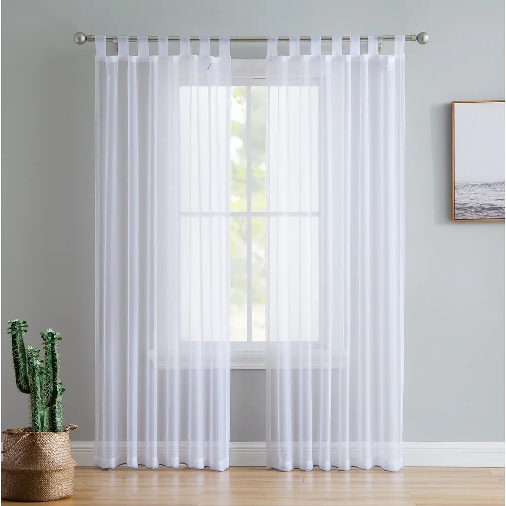 HLC.me Sheer Voile Tab Top Window Curtain Panels for Living room & Bedroom, Set