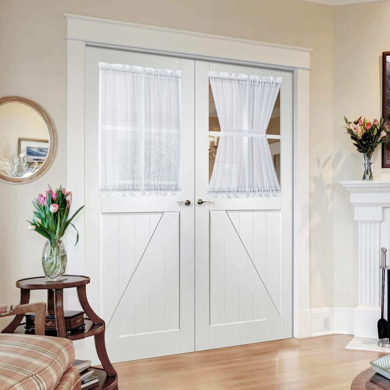 2 Panels Sidelight Curtains for French Door Sheer Light Filtering Window Treatme