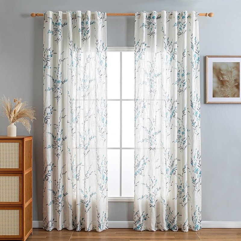 Light Filtering Semi Sheer Curtains Soft Cotton Blend Privacy Panels Set New