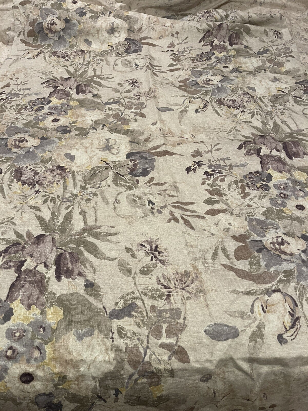 Ballard Designs Meghan Gray Floral Drapery 50” x 108” Curtains panel linen New