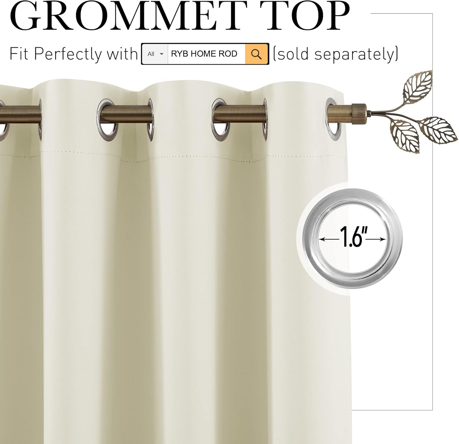 Light Beige Blackout Divider Curtains, 150″x96″, Noise Reducing, 1 Panel