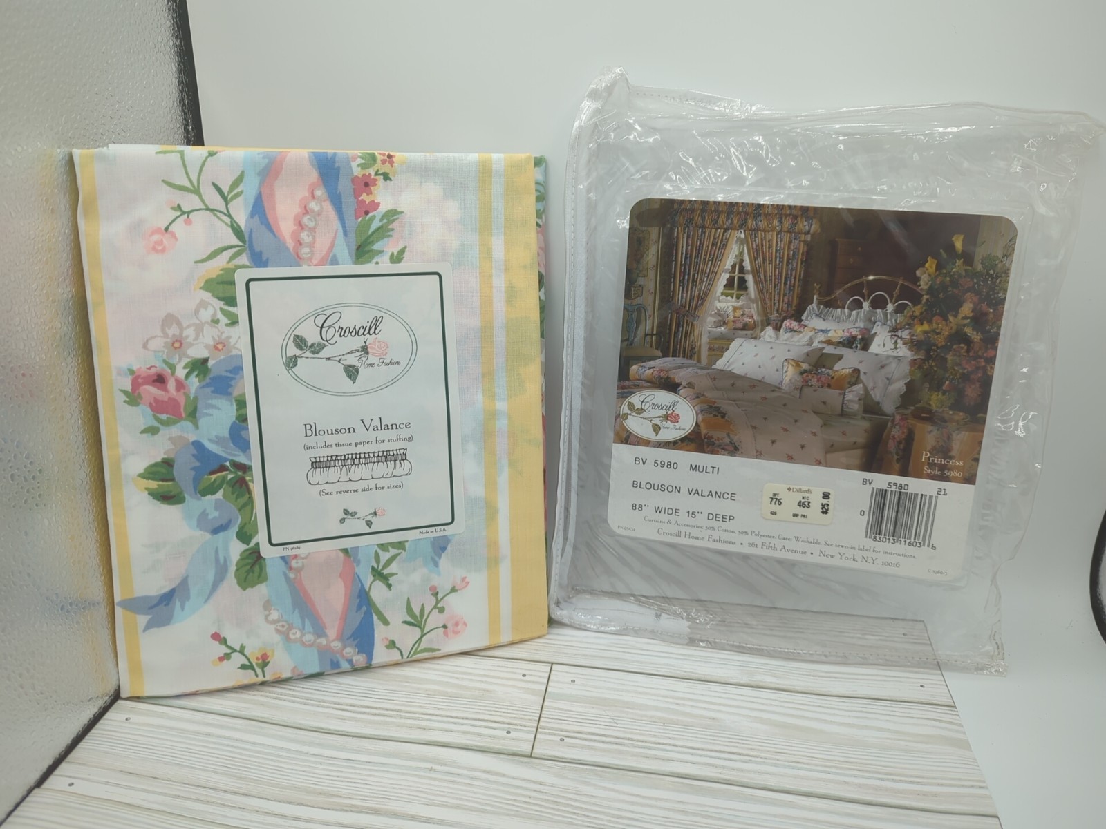 Croscill Blouson Valance Roses Floral Print “Princess” Granny Stripe 80’s 90s