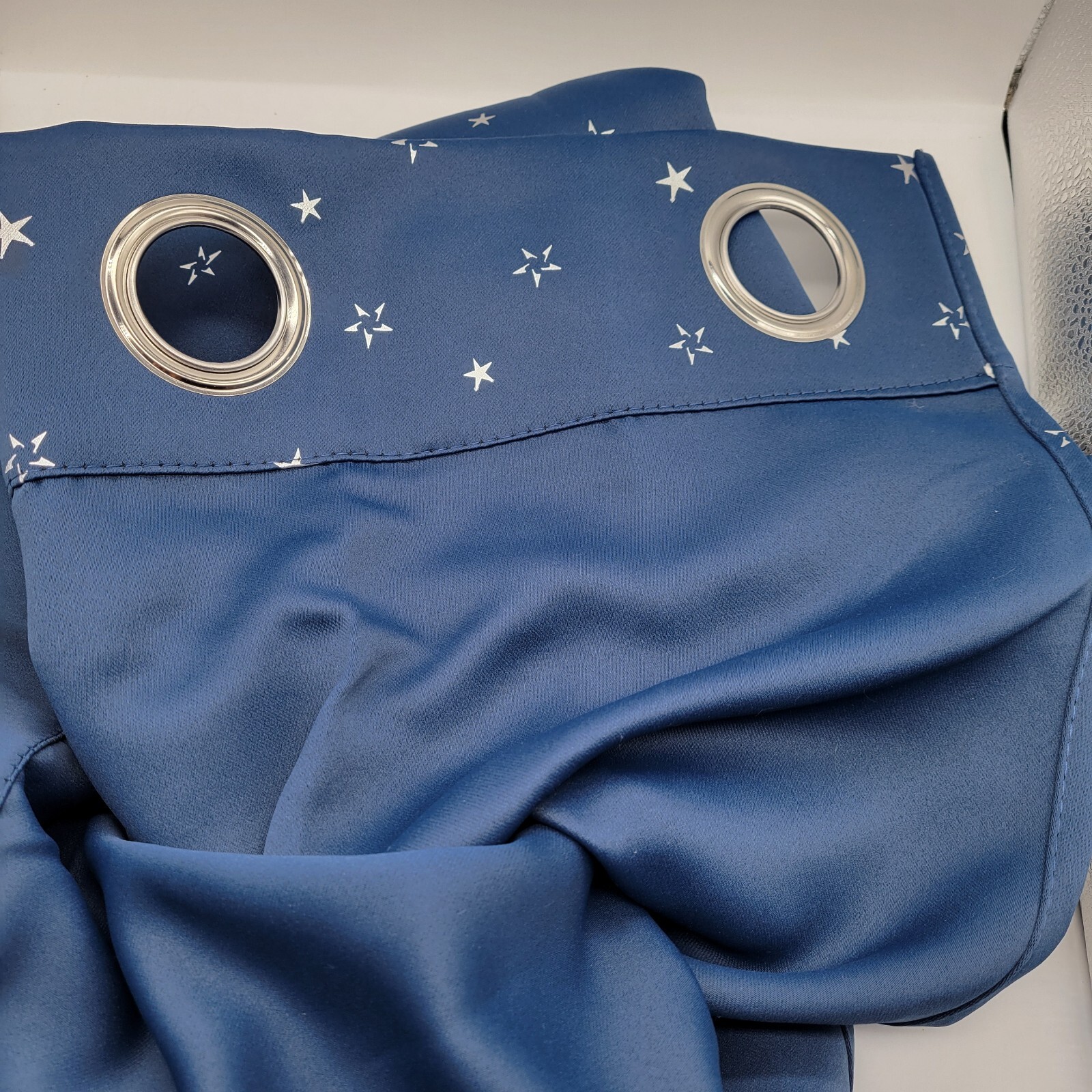 DECONOVO 100% Polyester Navy Blue 6 Panels Curtains silver Stars 42″W x 71.5″L