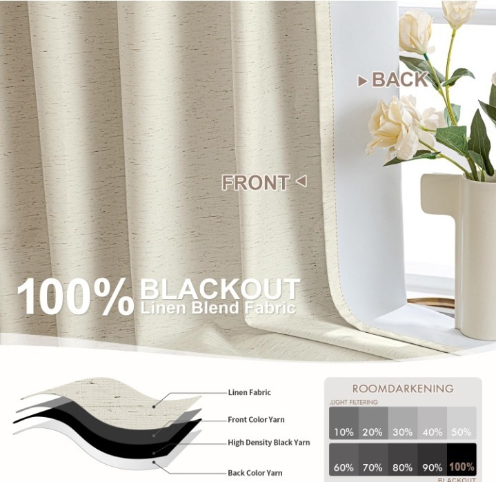 Linen Curtains for Living Room Farmhouse Rod Pocket Light Filtering Window…171