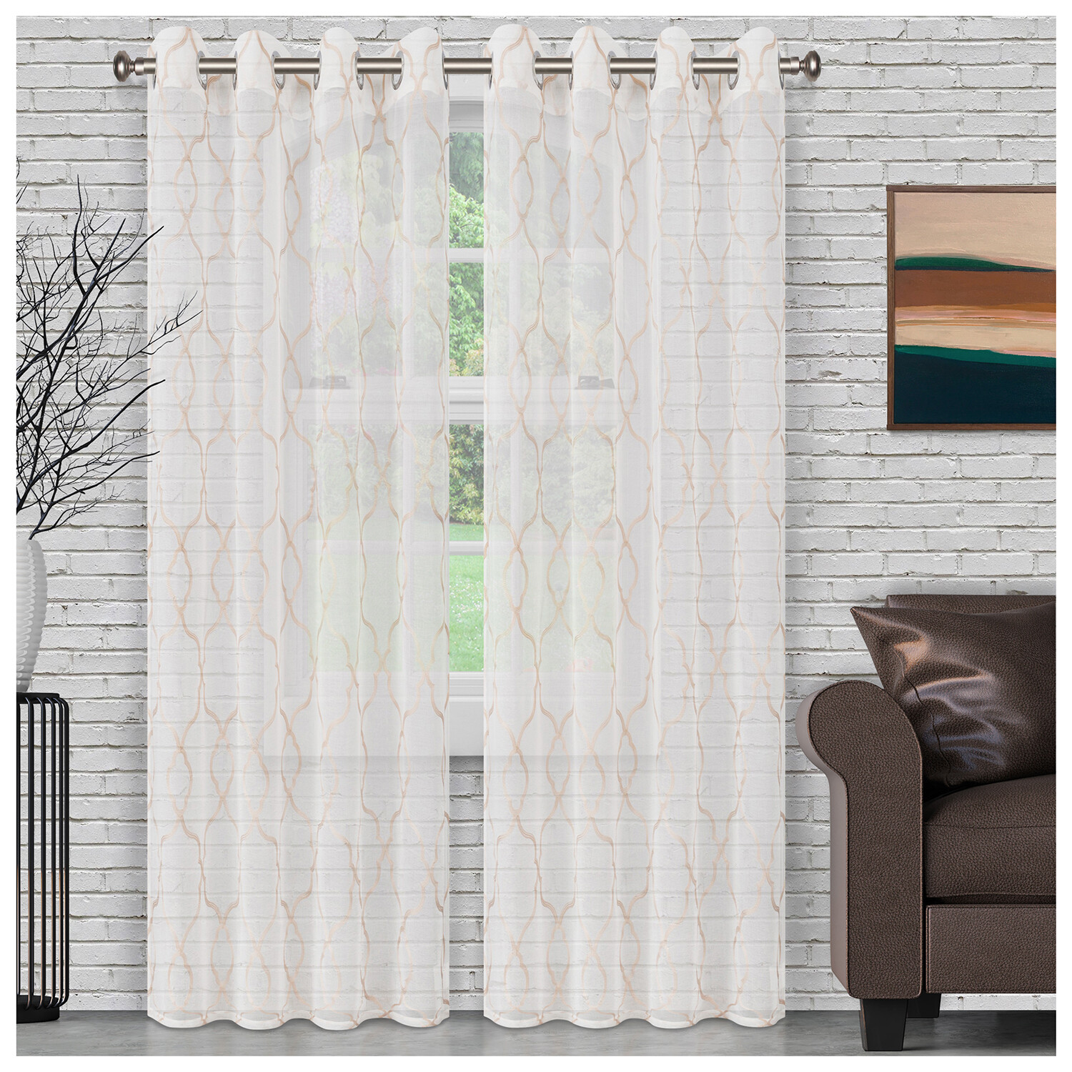 LATTICE 2 PANELS SHEER CURTAINS by Blue Nile Mills
