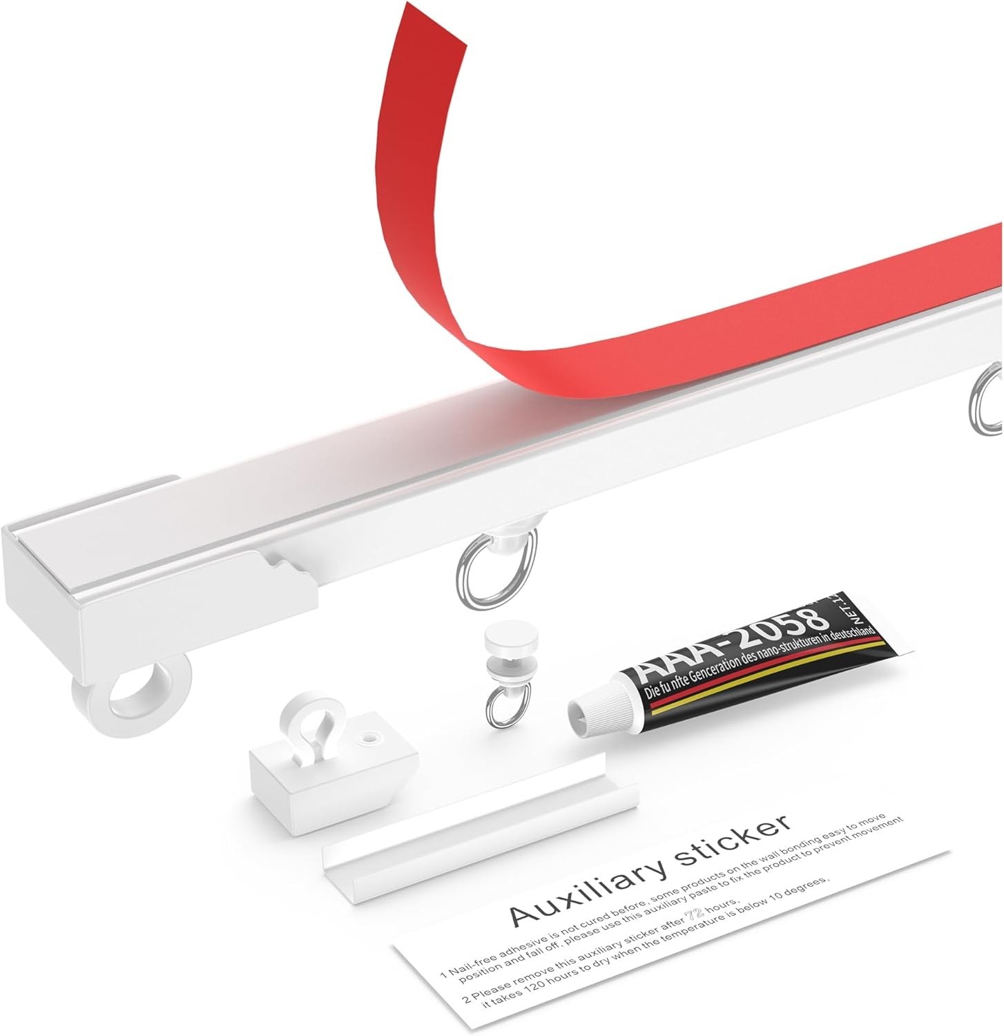 Self Adhesive Curtain Track, No Drill Ceiling Wall Mount Curtain Rail, 2×16 i…