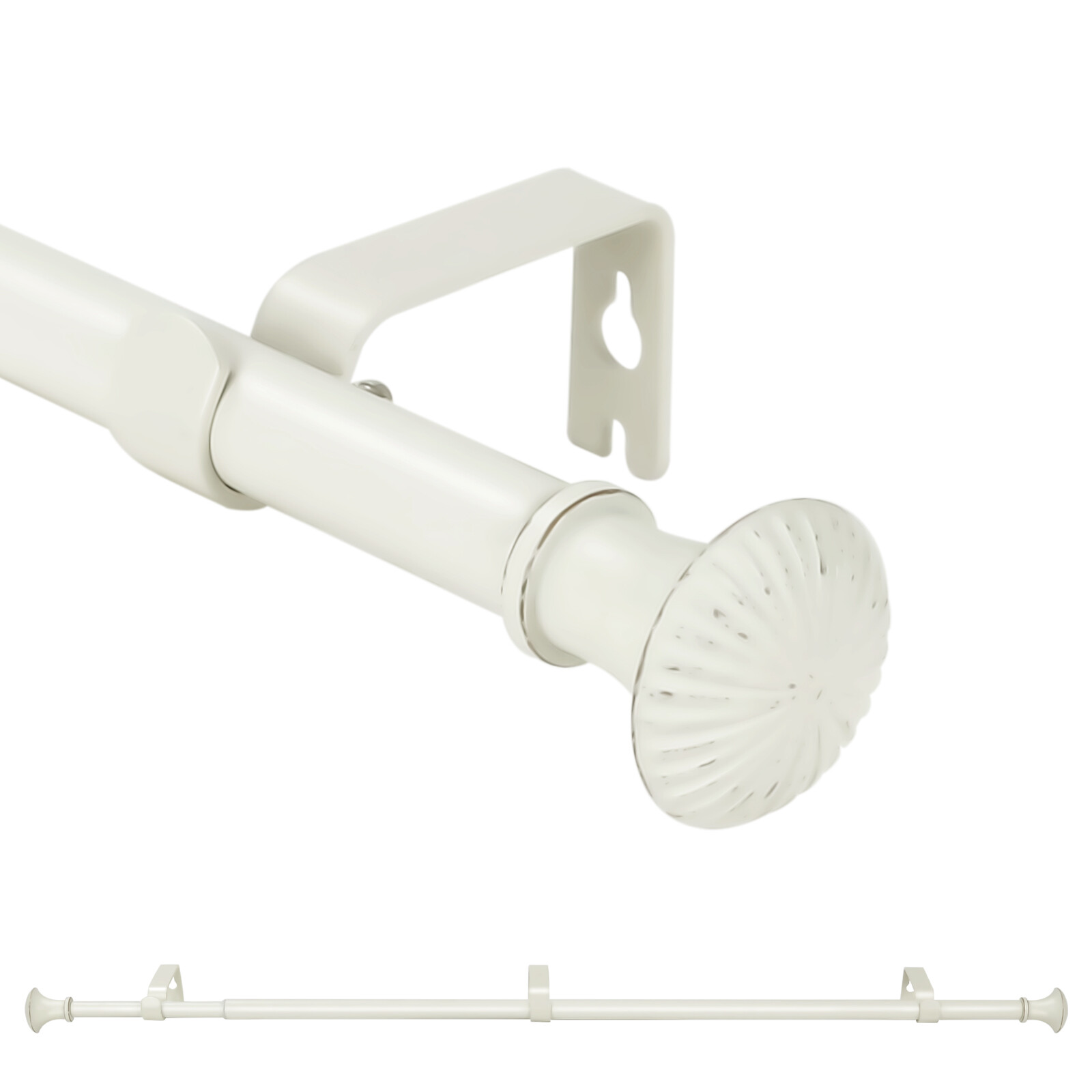 5/8″ Adjustable Single Curtain Rod with Trumpet Finial, 28″-48″/”48-84″/”84-120″