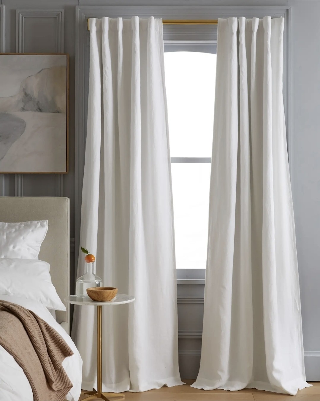 Quince European Linen Room Darkening Curtain Panel 96×120 White MSRP:$174