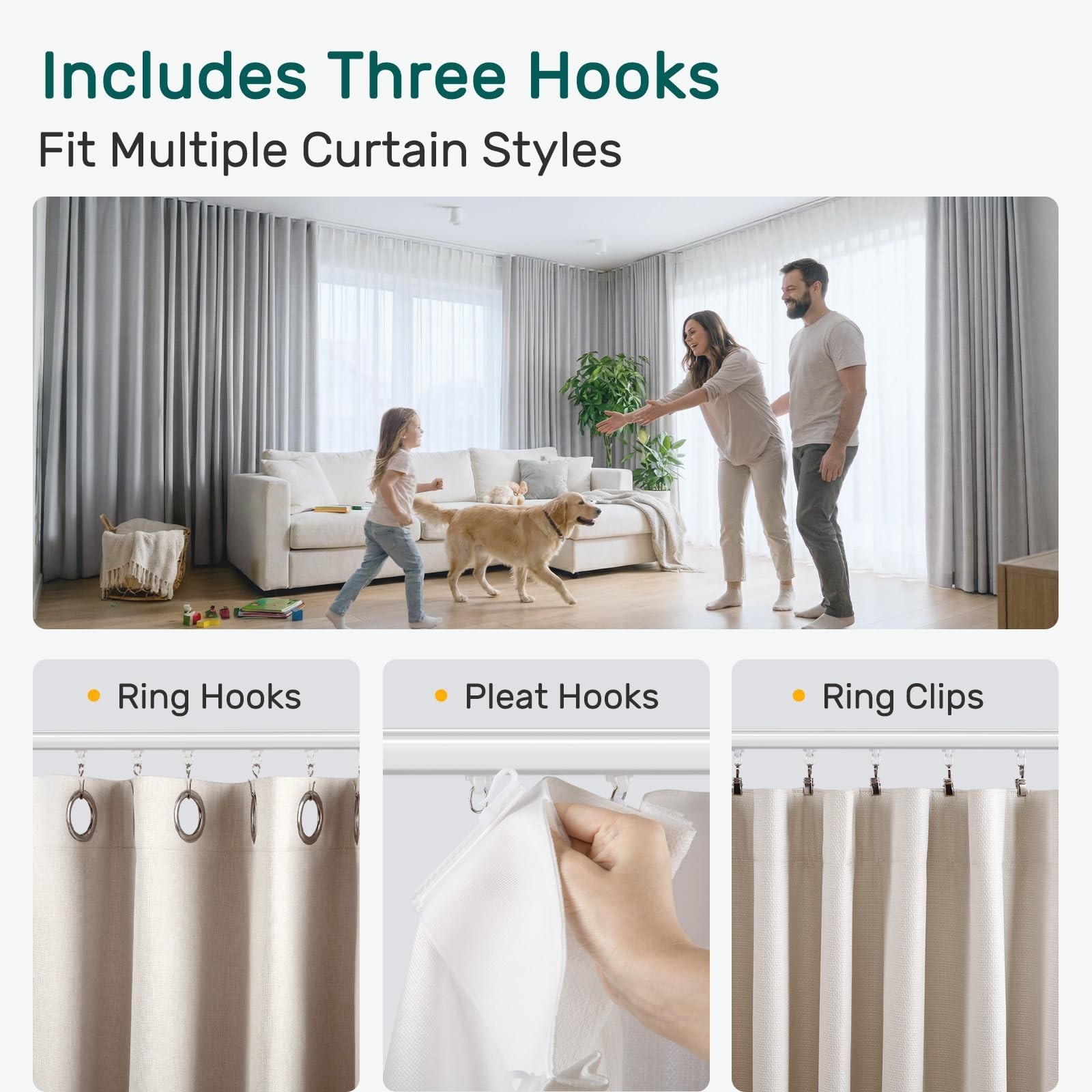 Ceiling Curtain Track System with Wall Mount, Silent Curtain Rail for Room Di…