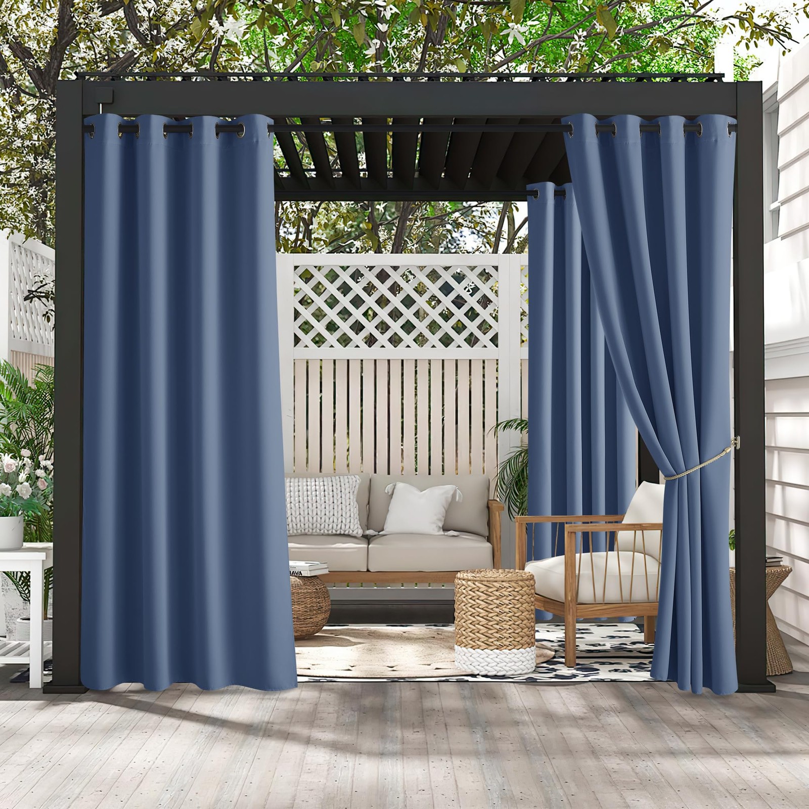 2 Panels Fade Resistant Outdoor Curtains for Patio Waterproof Block Sunlight …