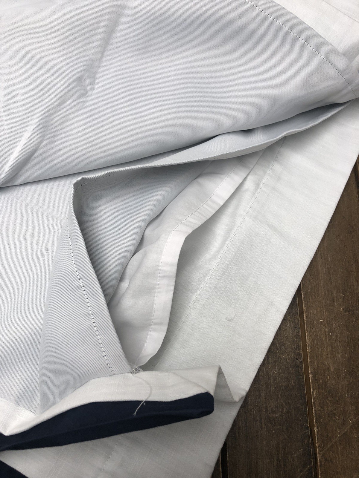 Pottery Barn Kids White Blue Border Blackout Curtain 1 Panel 44×84″ NWOT