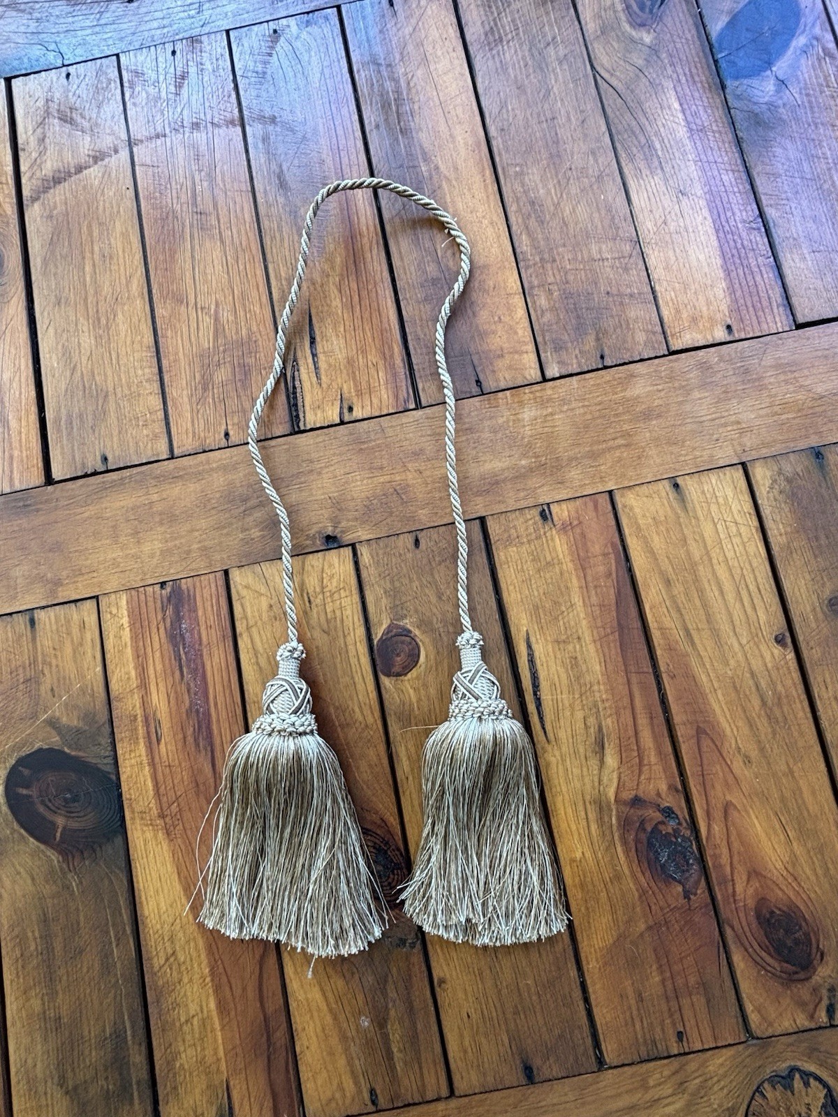 Gold Tassel Curtain Tie Back with Braided Cord 7″