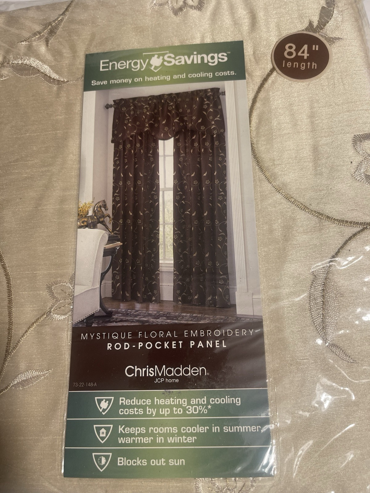 CHRIS MADDEN Mystic Floral Embroidered 1-Panel Beige 54in W x 84in L ~JCP Home