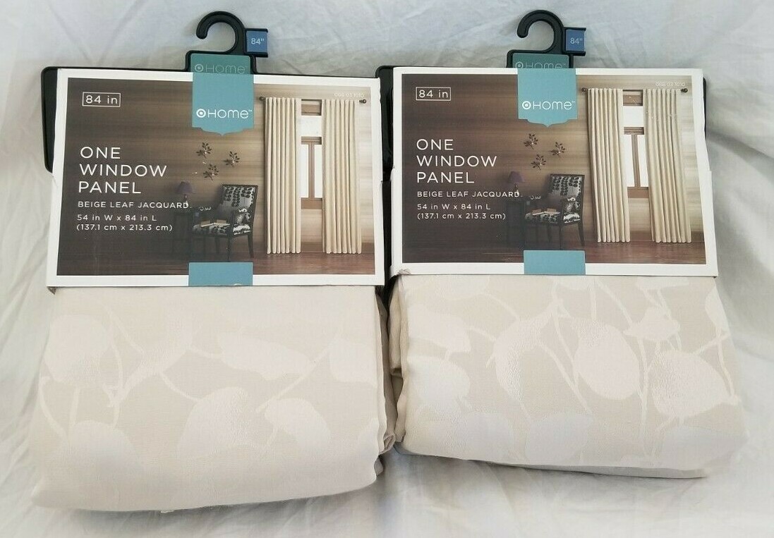 2 Home Beige Leaf Jacquard Window Panels (1 pair) 108″ x 84″ NIP