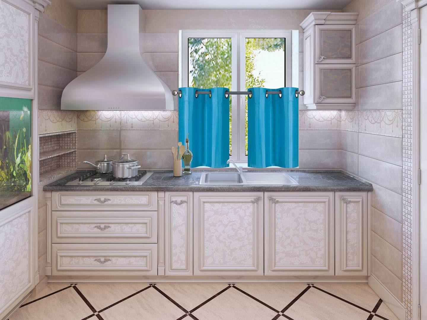 2PC Set Kitchen Window Curtain Tier Lined Room Darkening Panels D2 60″ W X 24″ L