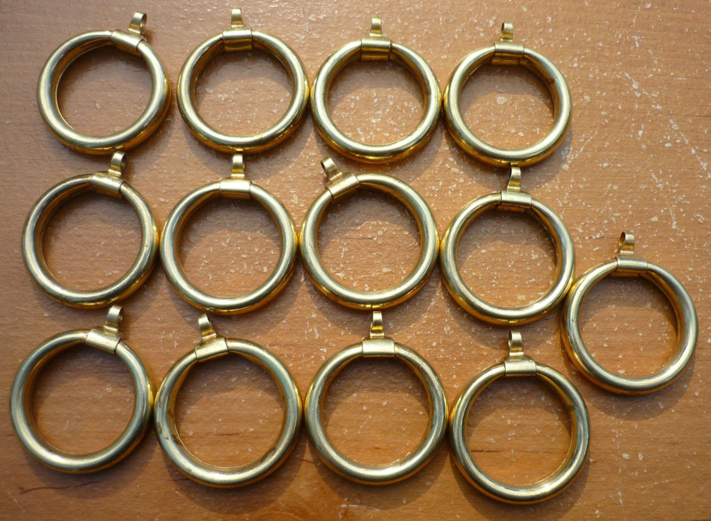 (13) VTG Antique Hollow SOLID Brass 1-1/4″ Round Eyelet Curtain Drapery Rings