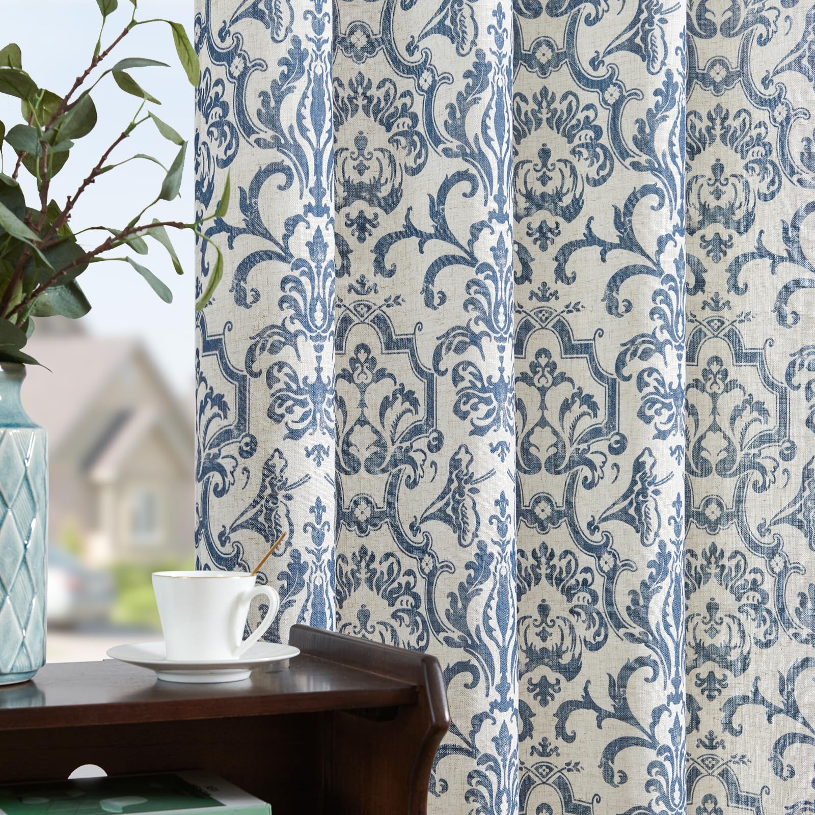 Jinchan Curtains Bedroom Light Filtering Curtains 90 Inch Length 2 Panels Set