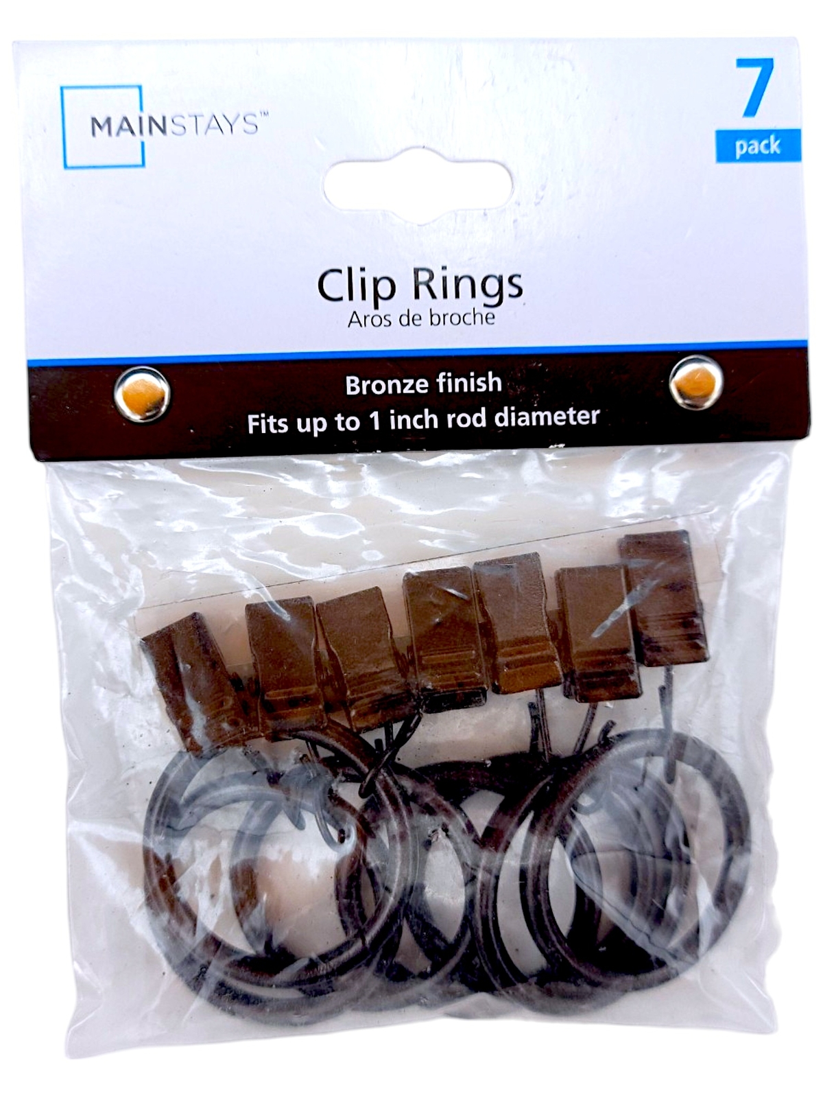 Mainstays Bronze Finish Clip Rings | Fits 1″ Rod | 7-Pack | MS10-290-508-82