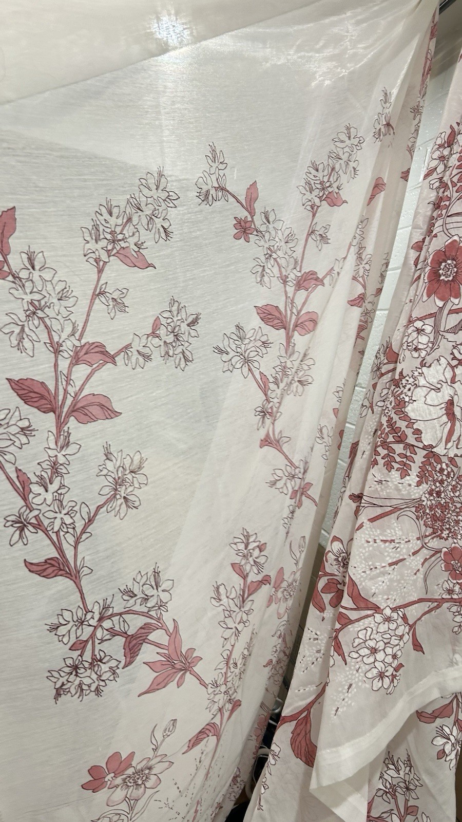 Vintage-single stitch style cherry blossom curtain Bundle 57×82 in Set of 3