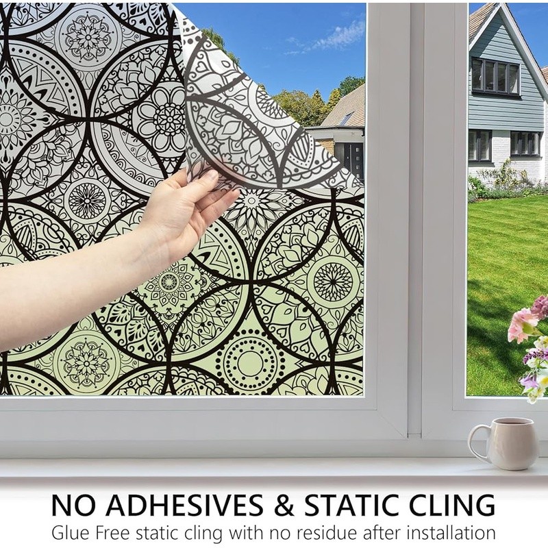Privacy Window Film UV Blocking Static Cling Home Protection Frosted Glass Tint
