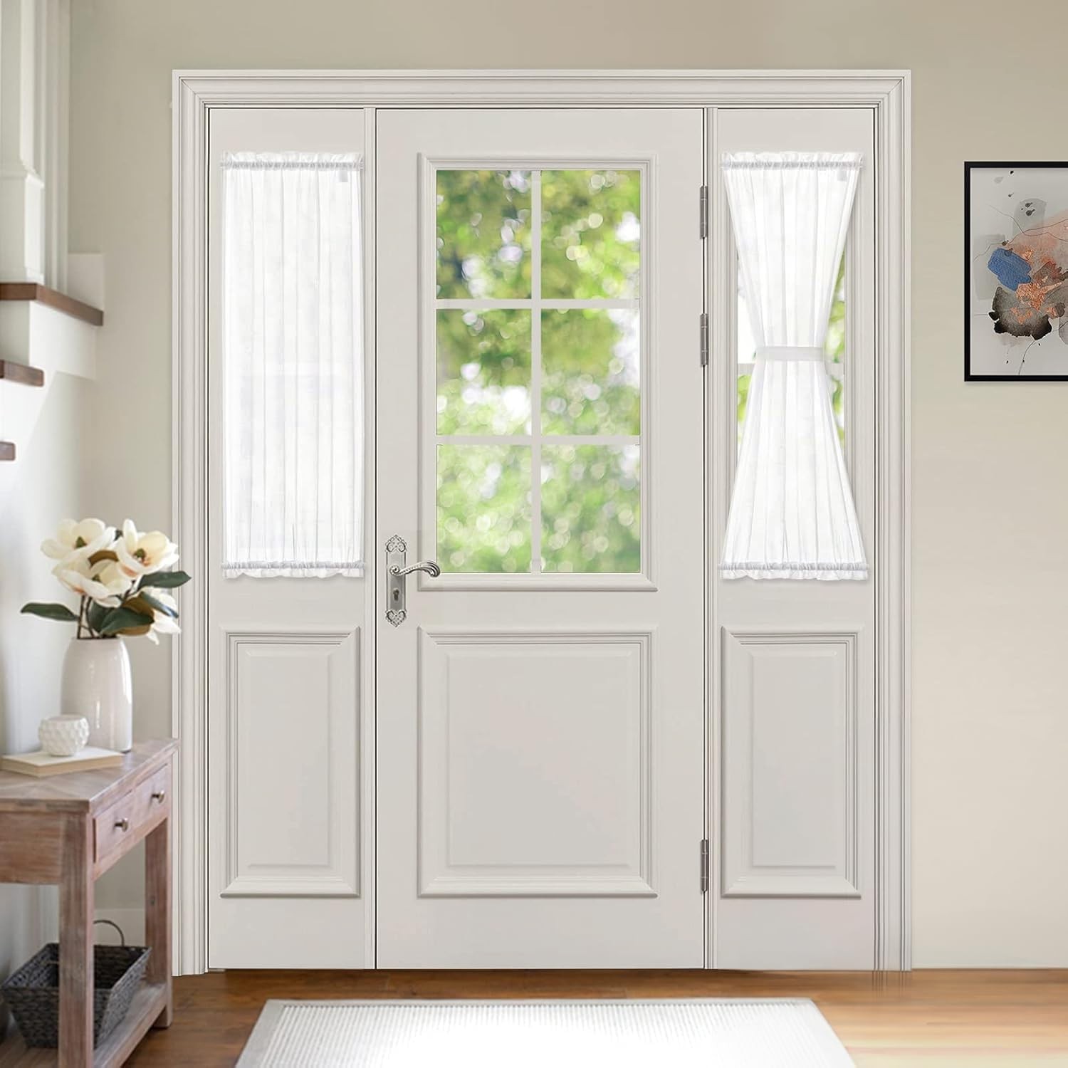 MIULEE 2 Pieces White Semi Sheer Curtains for 25″W x 40″L (Pack of 2),