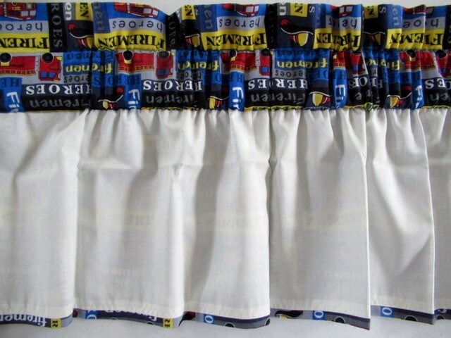 X4 Panels Kids Curtains Valance Fireman Heroes Firetruck Fire Fighters Lined NEW
